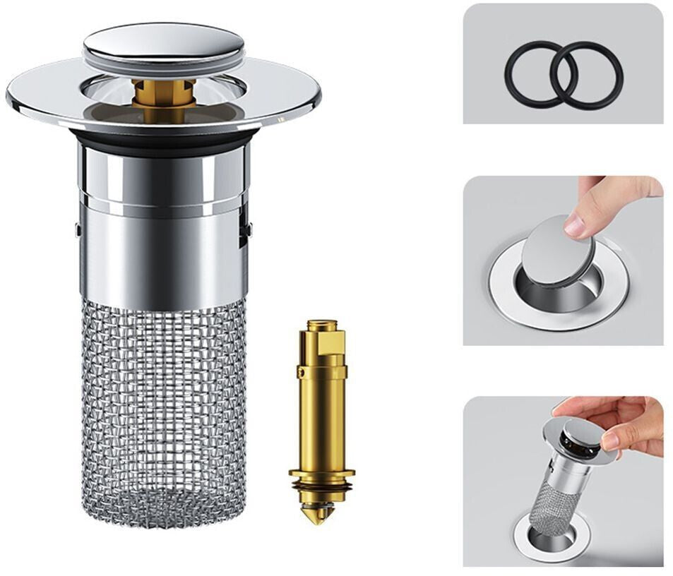 Pack de 2 Tapones de Drenaje Universal con Filtro Pop-Up Anti-Obstrucción