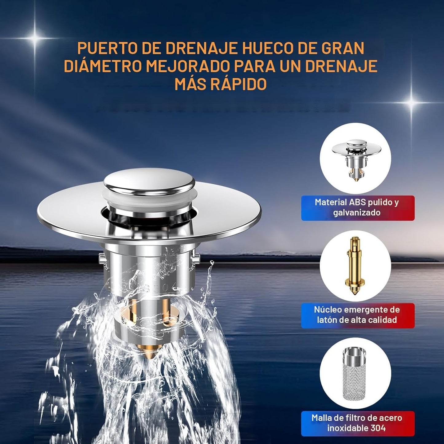 Pack de 2 Tapones de Drenaje Universal con Filtro Pop-Up Anti-Obstrucción