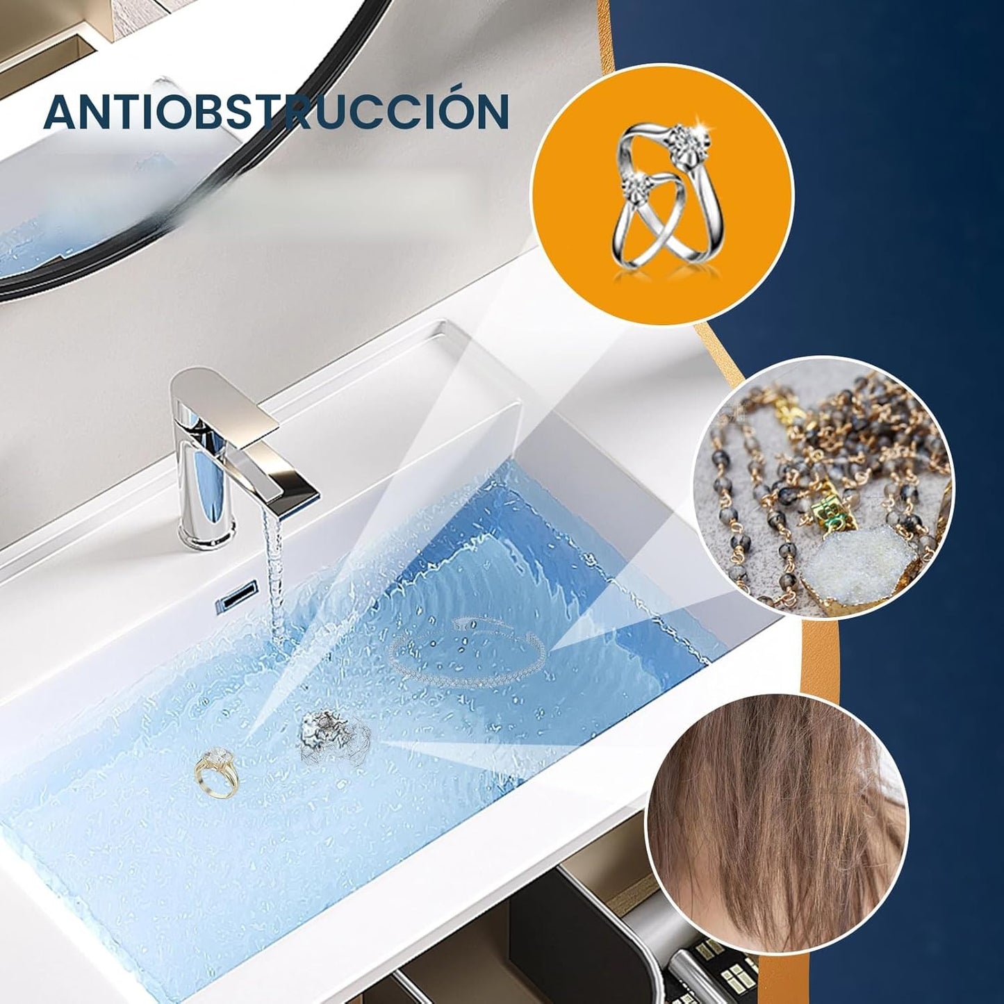 Pack de 2 Tapones de Drenaje Universal con Filtro Pop-Up Anti-Obstrucción