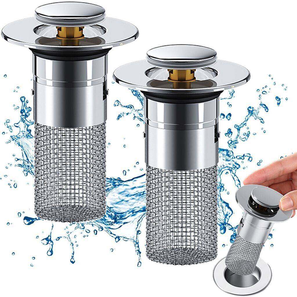 Pack de 2 Tapones de Drenaje Universal con Filtro Pop-Up Anti-Obstrucción