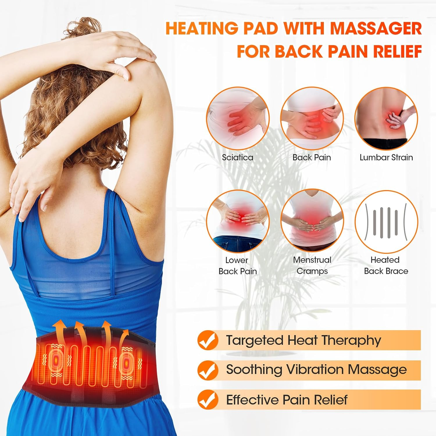 Faja Lumbar terapia, 2 en 1, CALOR y MASAJE
