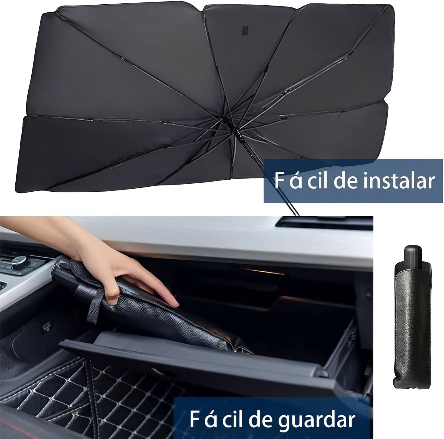 Parasol plegable para Auto con filtro UV tipo paraguas