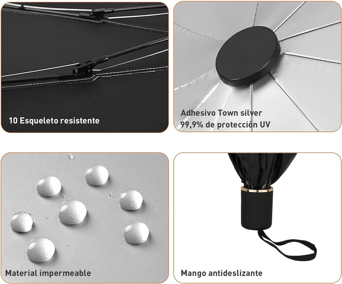 Parasol plegable para Auto con filtro UV tipo paraguas