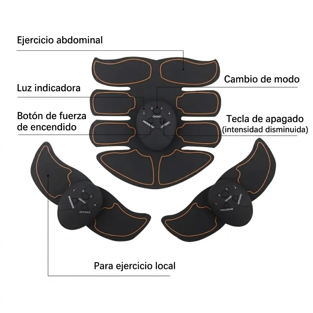 ESTIMULADOR MUSCULAR EMS TONIFICADOR ABDOMINAL Y BRAZOS 3 EN 1