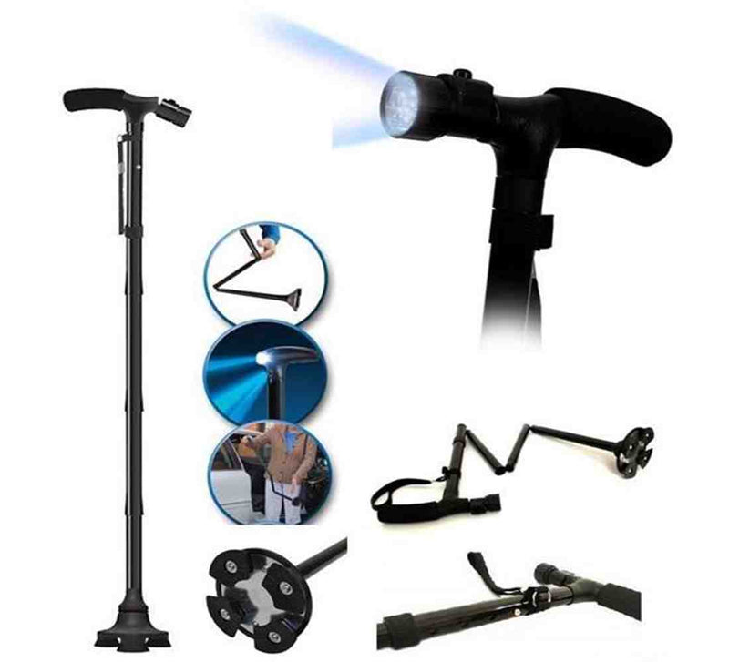 Bastón Plegable Luz Led 4 Apoyos,Ortopédico