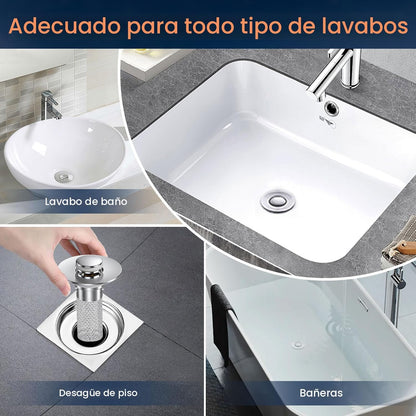 Pack de 2 Tapones de Drenaje Universal con Filtro Pop-Up Anti-Obstrucción