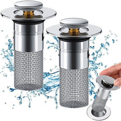 Pack de 2 Tapones de Drenaje Universal con Filtro Pop-Up Anti-Obstrucción