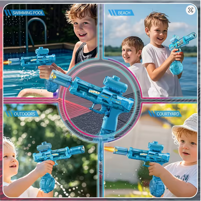 Pistola de Agua Automática de Alta Velocidad (Eléctrica) | GLOCK y Recargable