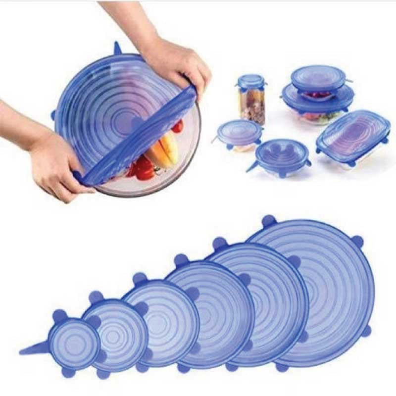 Set Tapas Silicona Ajustable para Alimentos Reutilizables 6