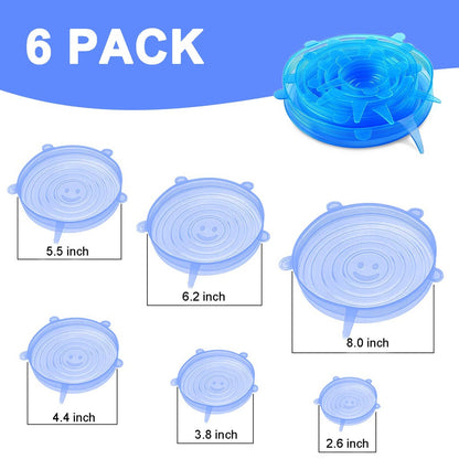 Set Tapas Silicona Ajustable para Alimentos Reutilizables 6