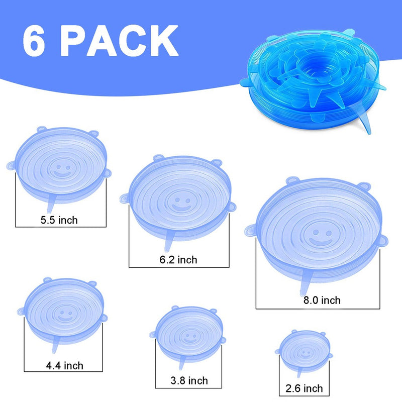Set Tapas Silicona Ajustable para Alimentos Reutilizables 6