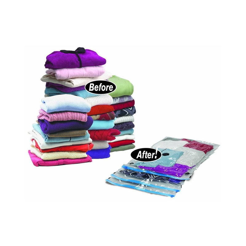 Pack de 6 Bolsas Guardar Ropa al Vacio-Transparente 60x80 cms