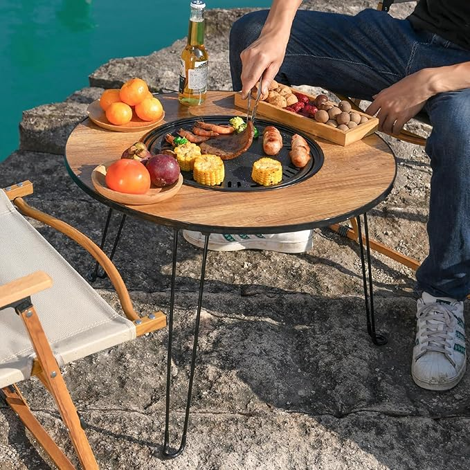 Mesa Plegable Con Parrilla Para Terraza  Jardín y Camping