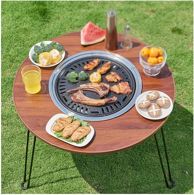 Mesa Plegable Con Parrilla Para Terraza  Jardín y Camping