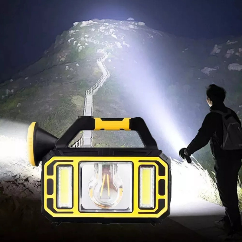 Linterna de emergencia Recargable, con panel solar y sirve como cargador