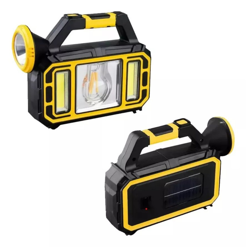Linterna de emergencia Recargable, con panel solar y sirve como cargador