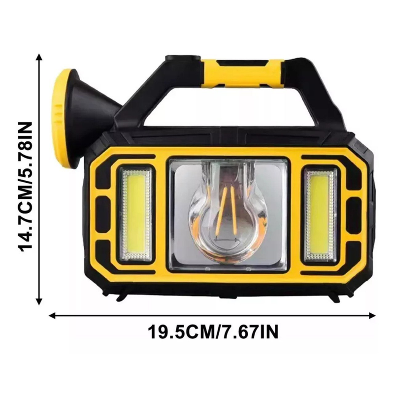 Linterna de emergencia Recargable, con panel solar y sirve como cargador
