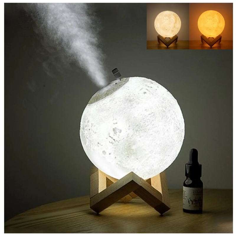Lampara humidificadora en forma de luna 3D