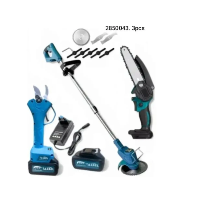 Set de Jardín Cortadora de Pasto Tijera de Podar y Mini motosierra
