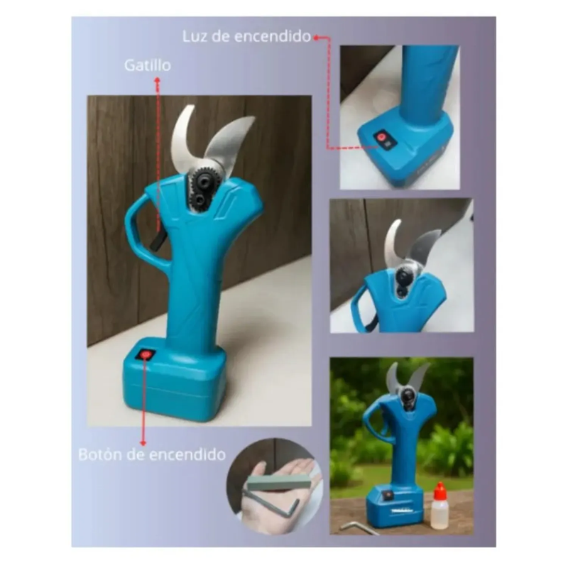 Set de Jardín Cortadora de Pasto Tijera de Podar y Mini motosierra