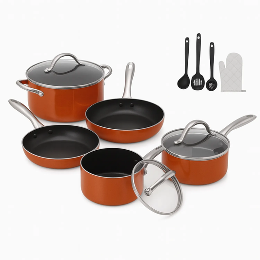 BATERIA DE COCINA 11 PIEZAS, PARA TODO TIPO DE COCINAS, INDUCCION, ELECTRICA Y GAS