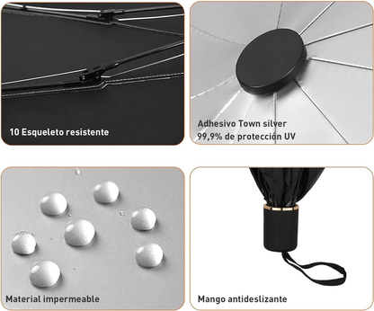 Parasol plegable para Auto con filtro UV tipo paraguas