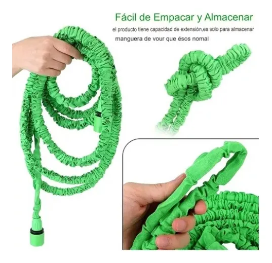 Manguera extensible con boquilla multifuncion para el jardin