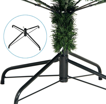 Árbol navideño nevado con esferas rojas y follaje realista