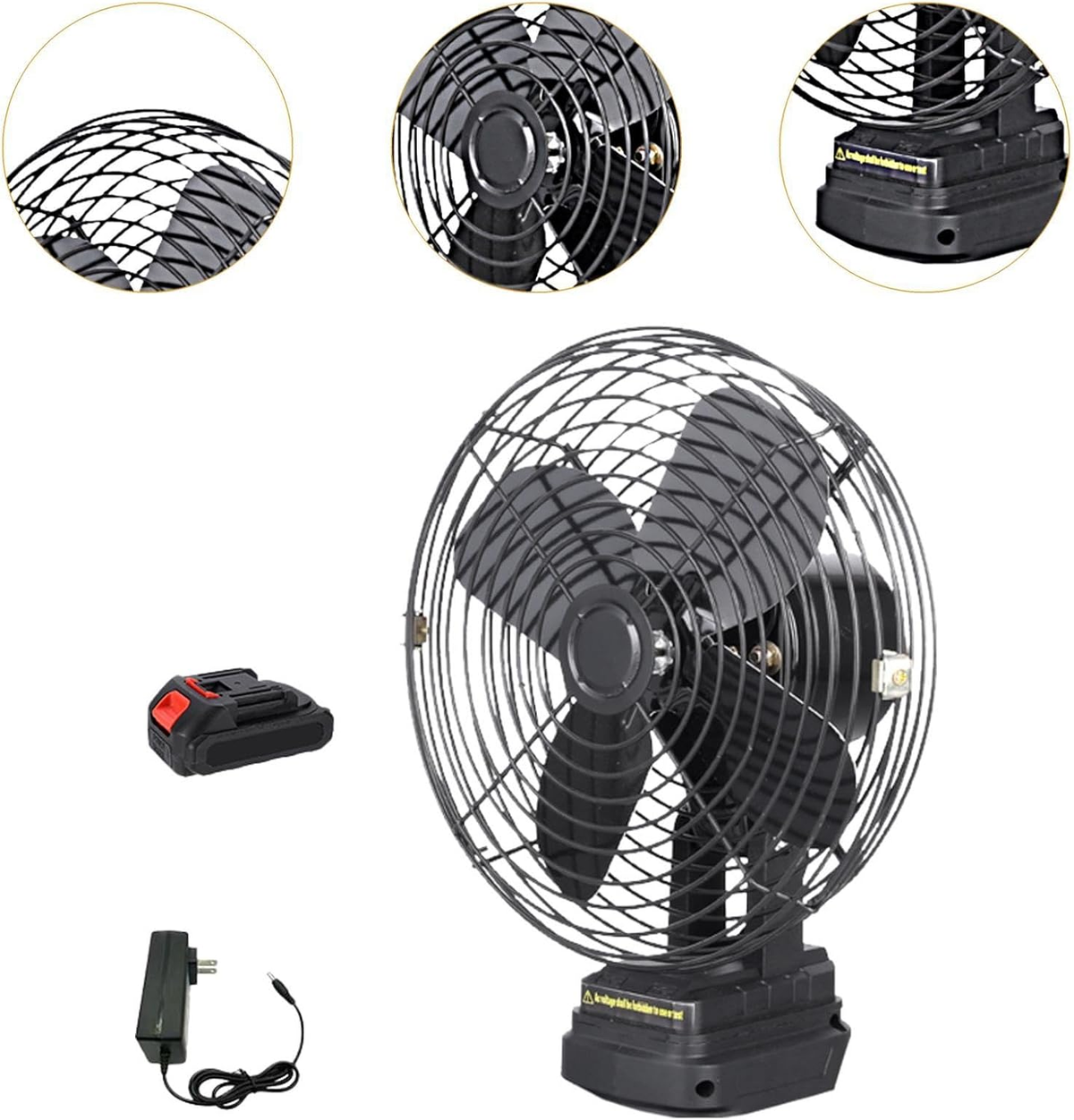 Ventilador portátil de 5 aspas con batería y cargador por USB