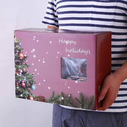 Tren navideño con luces, nieve y escena giratoria de santa claus