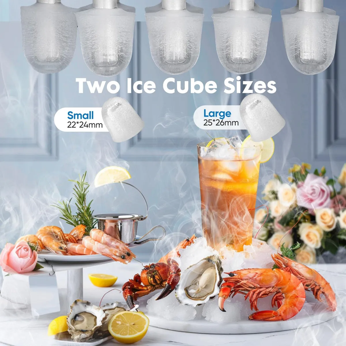 Maquina para hacer hielo , 9 cubos cada 8 minutos 2 diferentes tipos de cubos