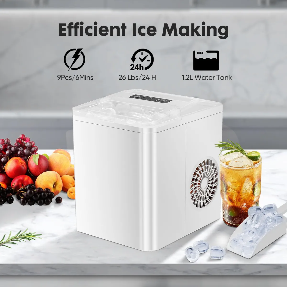 Maquina para hacer hielo , 9 cubos cada 8 minutos 2 diferentes tipos de cubos