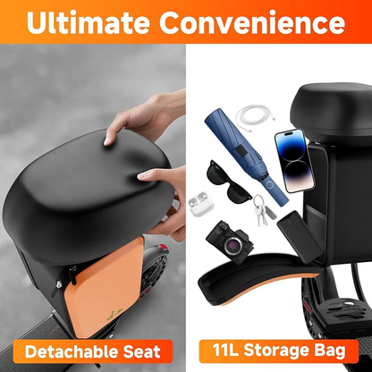 Scotter electrico con asiento desmontable y bolso plegable
