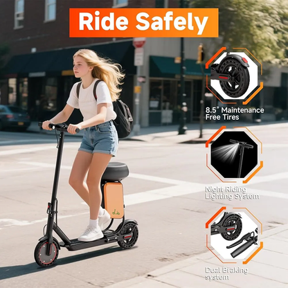 Scotter electrico con asiento desmontable y bolso plegable
