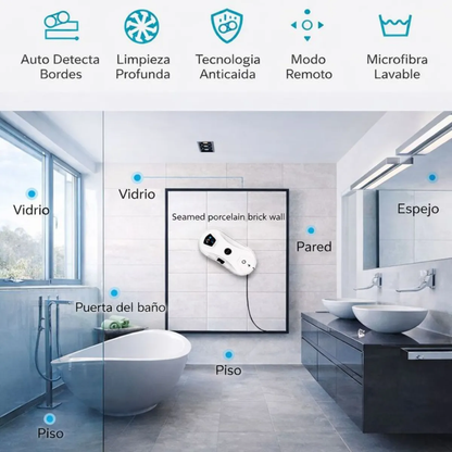 Robot limpiavidrios con mopa doble giratoria y control remoto