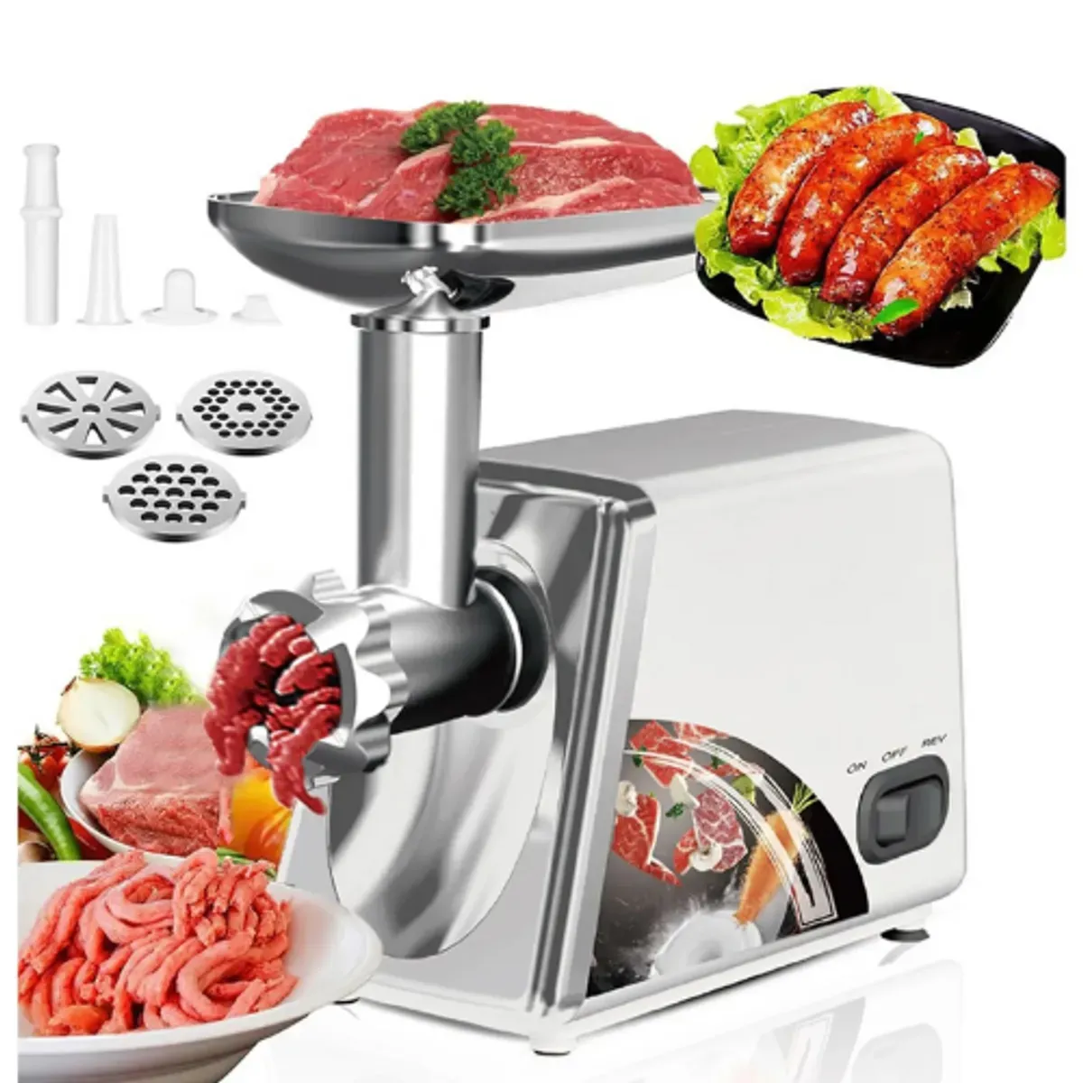 MOLEDORA DE CARNE ELÉCTRICA DE ACERO INOXIDABLE + REGALO BALANZA ELECTRONICA DIGITAL DE COCINA