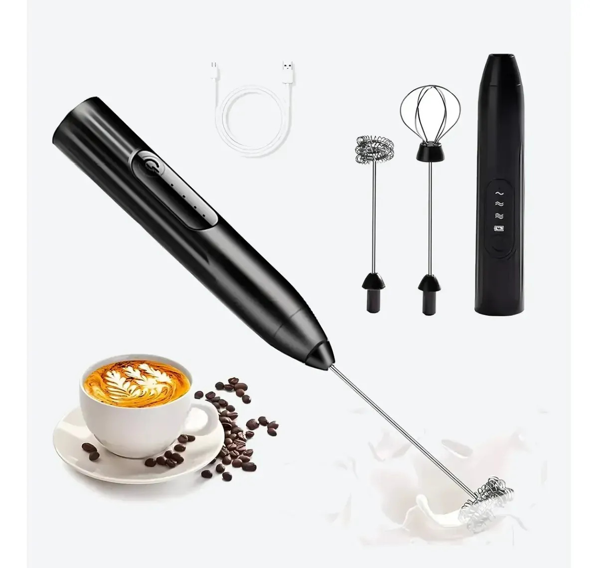 BATIDOR DE CAFE ELÉCTRICO RECARGABLE USB 3 VELOCIDADES