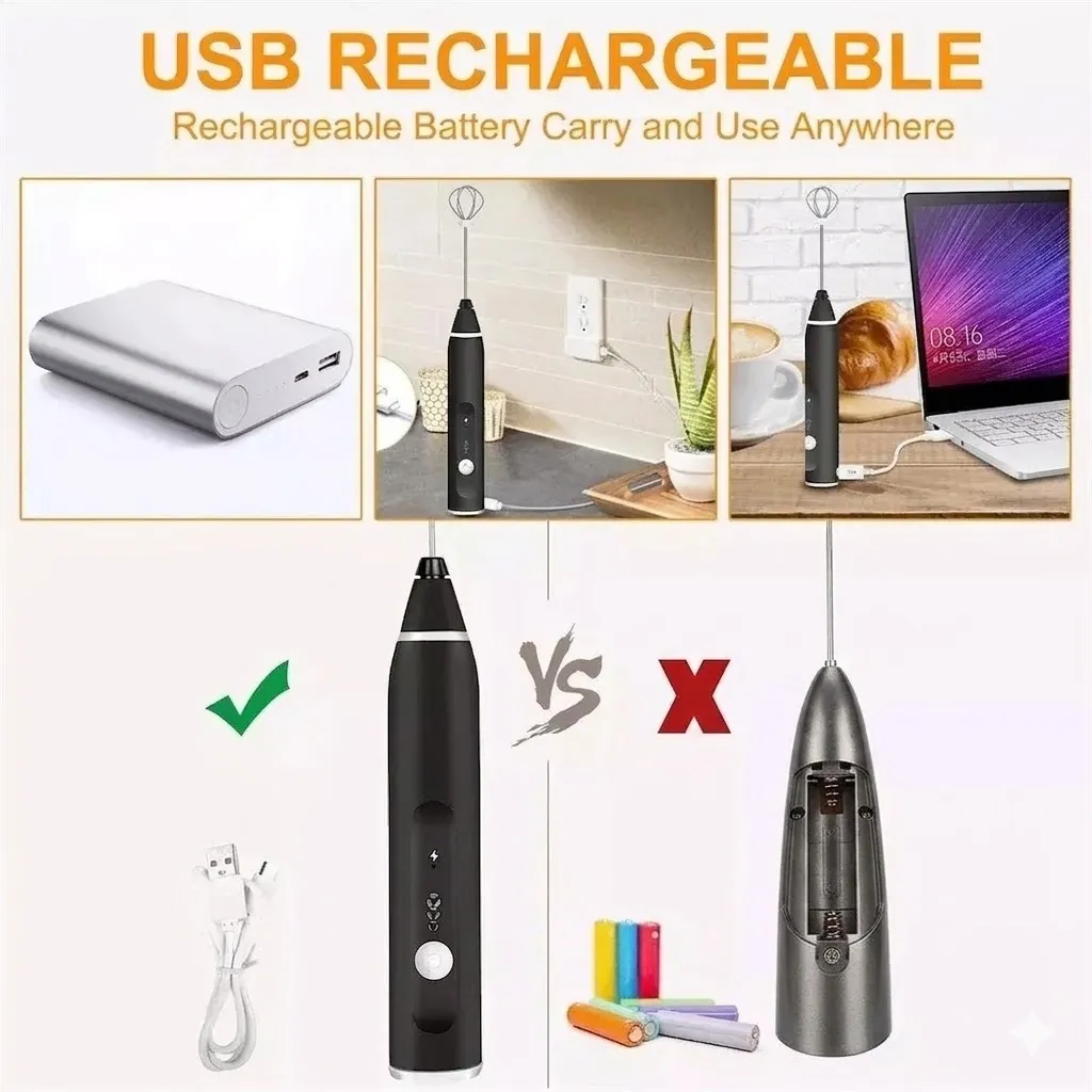 PACK DE 2 BATIDOR DE CAFE ELÉCTRICOS RECARGABLES USB DUAL CON 3 VELOCIDADES