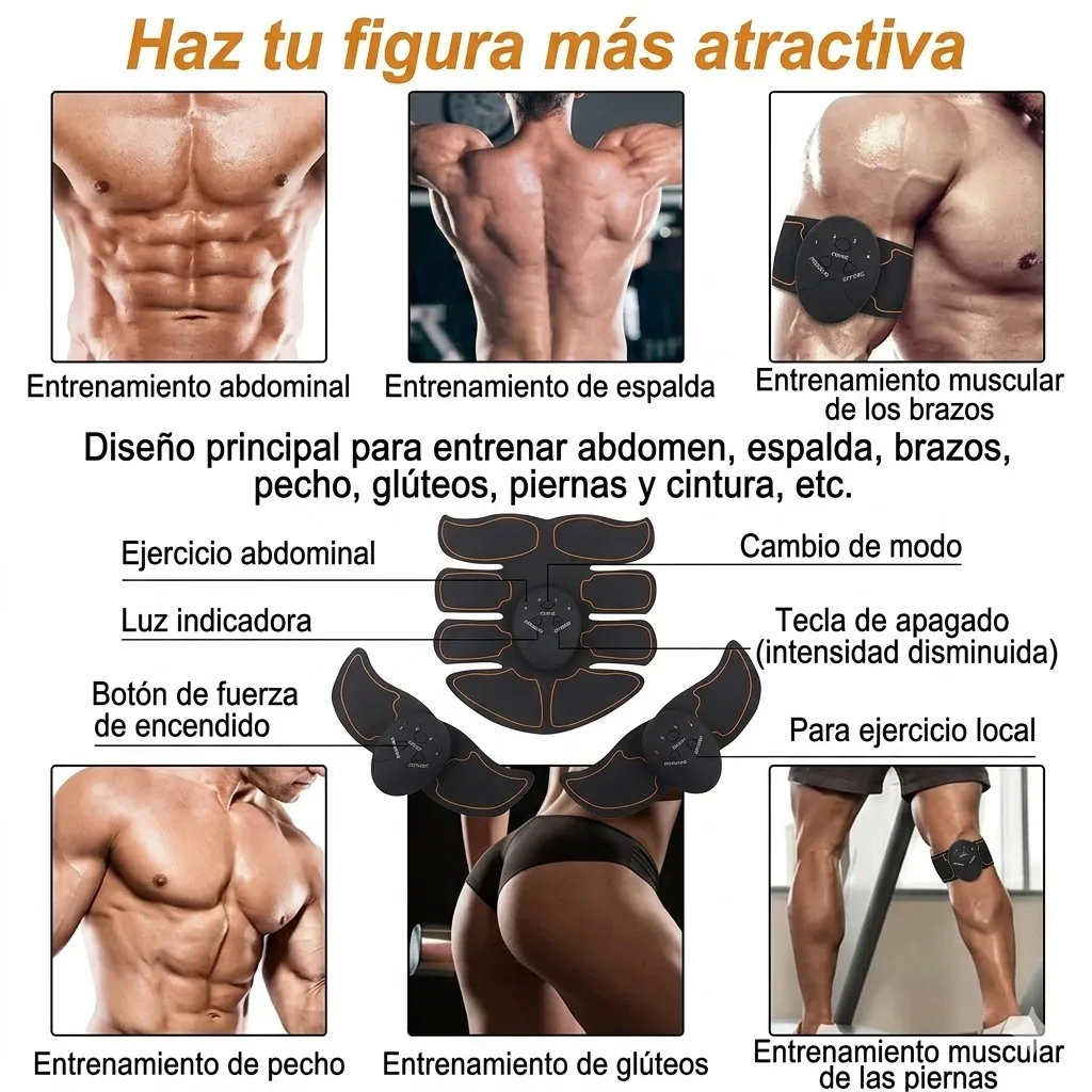 ESTIMULADOR MUSCULAR EMS TONIFICADOR ABDOMINAL Y BRAZOS 3 EN 1
