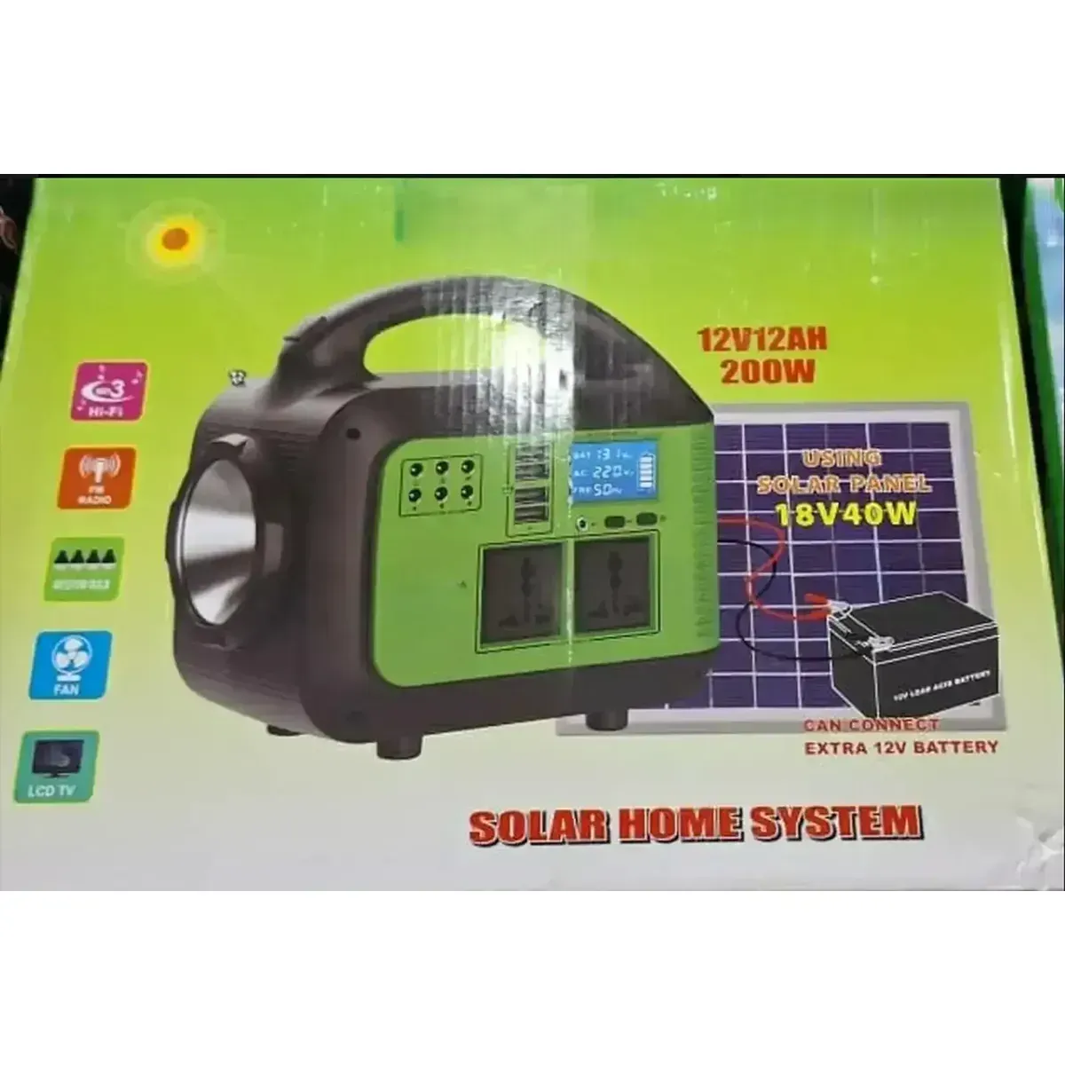 Kit Solar de Emergencia 150W con Panel Solar, 3 Ampolletas LED, 2 Tomas 220V, 5 USB, Bluetooth, Radi