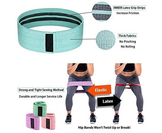 Set 3 bandas de resistencia para gluteos y piernas